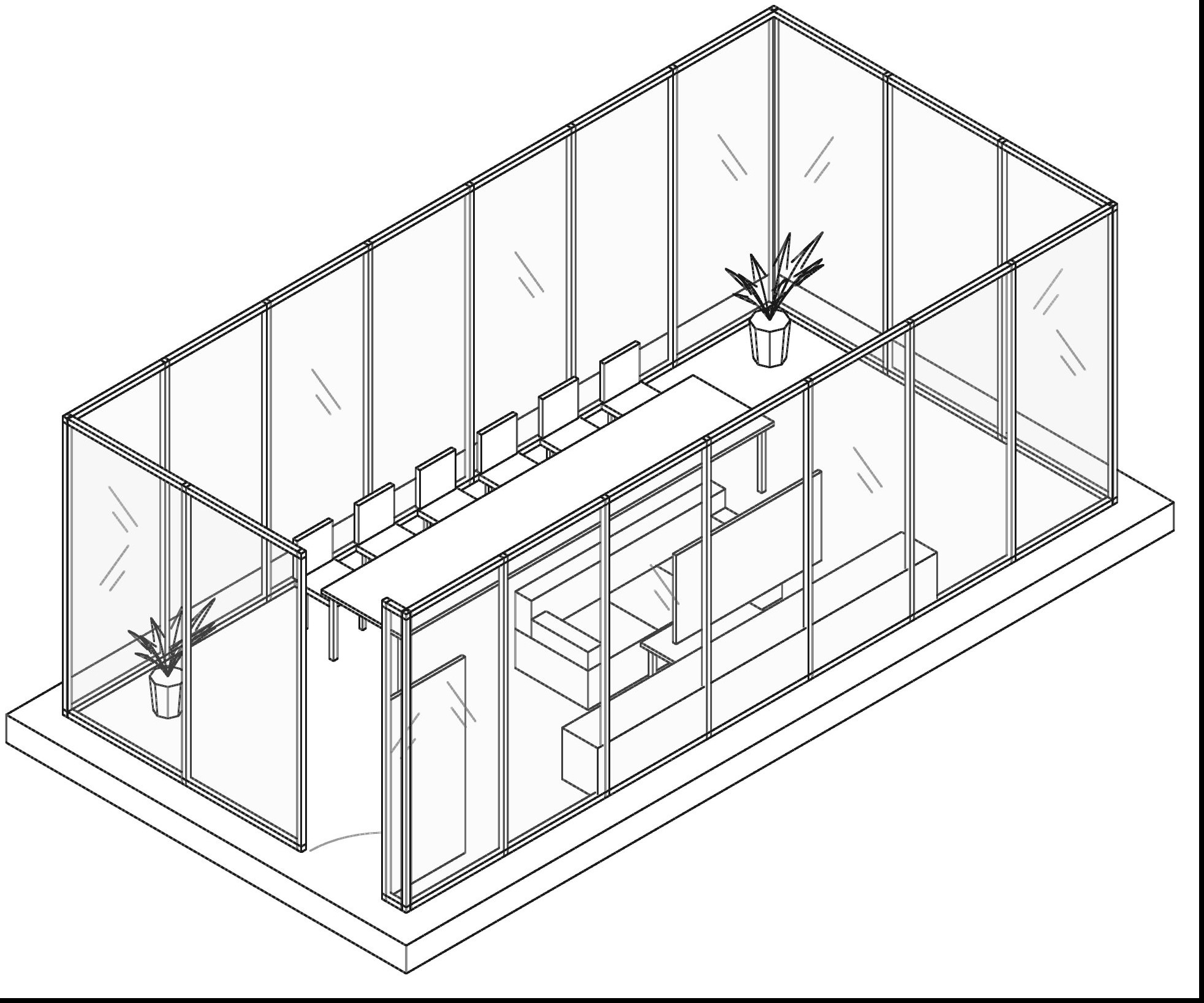 Berlin Office Building - meeting room, axonometric
